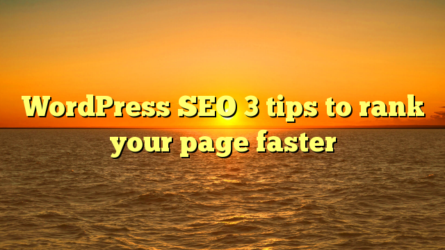 WordPress SEO 3 tips to rank your page faster