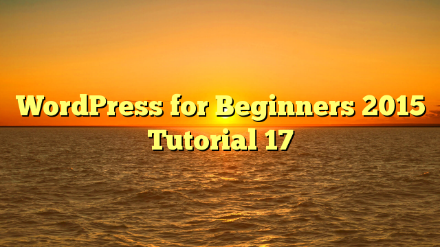 WordPress for Beginners 2015 Tutorial 17