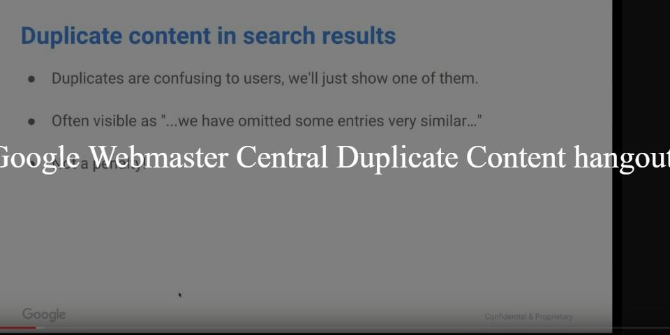 English Google Webmaster Central Duplicate Content office-hours hangout