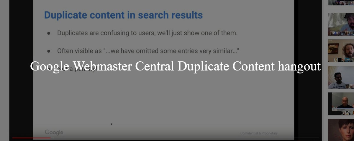 English Google Webmaster Central Duplicate Content office-hours hangout