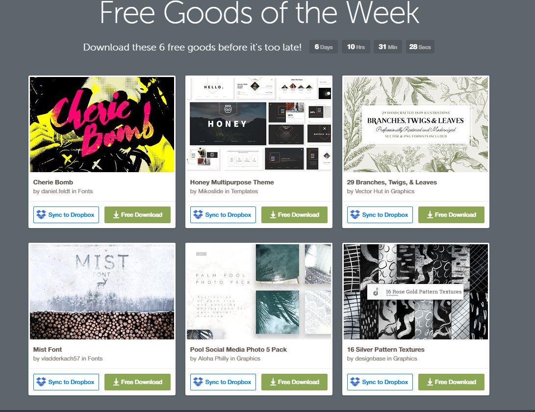 Free Good Of The Week – Creative Market – Oct. 10