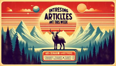 a poster of a deer in front of mountains - AI generated image - Interesting Articles This Week